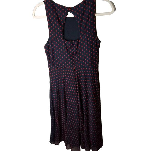 Eva Franco Maryanne Navy Blue Retro Clipdot Ruffle Dress - 2 - Picture 7 of 12